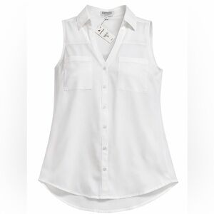 Express White Sleeveless Button-Up Blouse